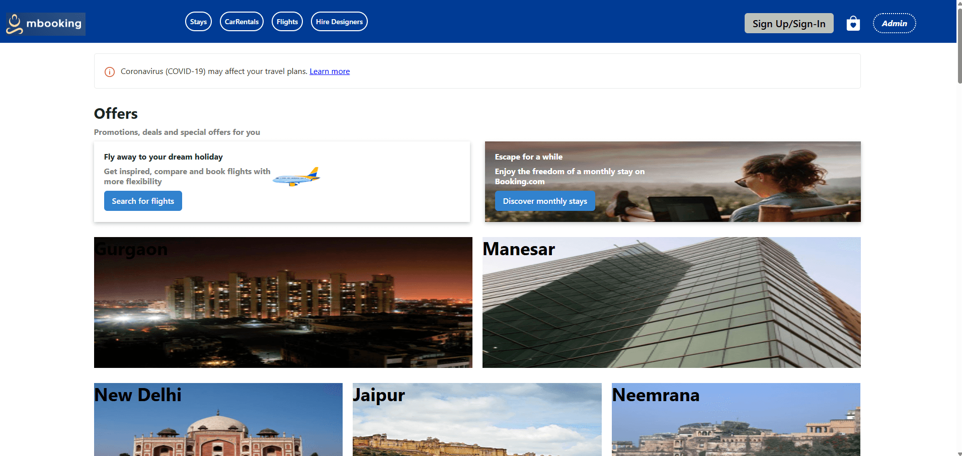 Screenshot of Booking.com Clone project